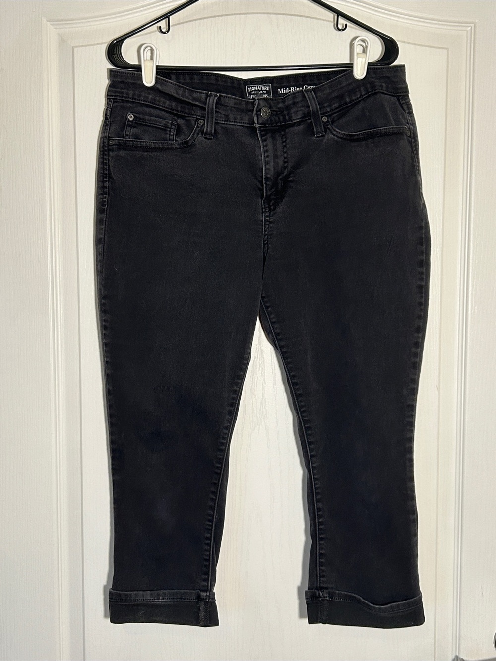 Signature by Levi Strauss Black Cropped Ankle Jeans Mid Rise Capri